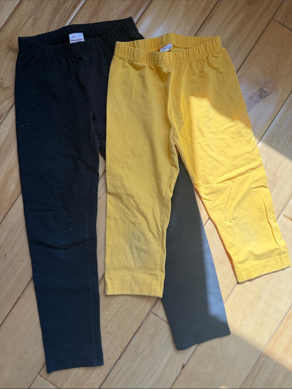Hanna Andersson Sz 6-7 Yellow & Black Cotton Stretch Leggings - Long and Crop